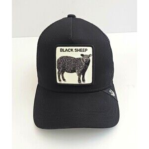 NEW Goorin Bros The Farm Black Sheep Mesh Strapback Trucker Hat Blk Twill